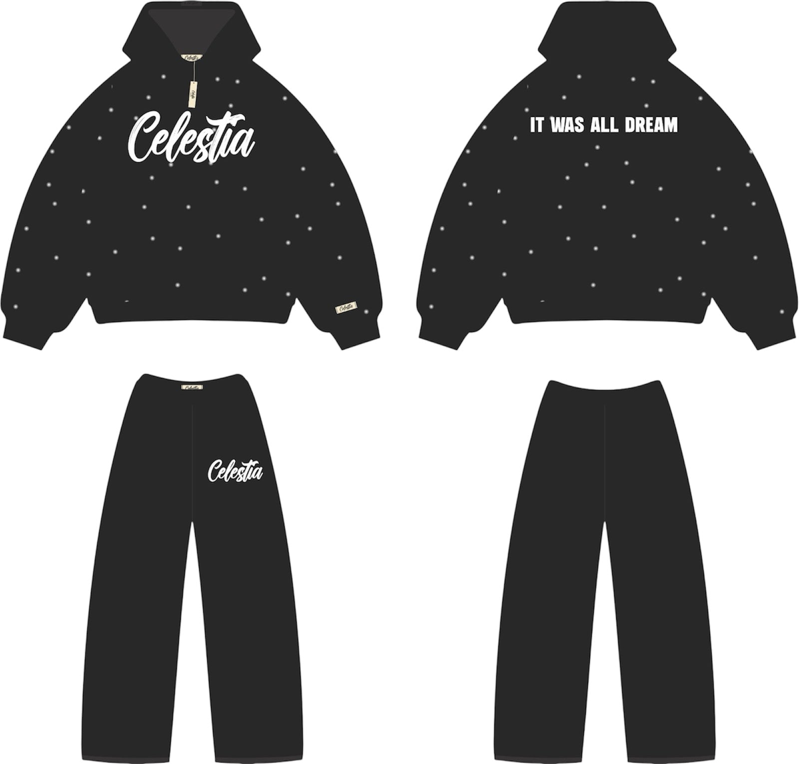 VINTAGE BLACK PUFF SWEATSUIT – Celestia