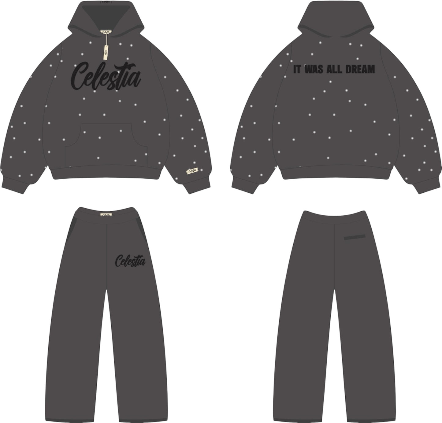 SMOKE GREY SUEDE SWEATSUIT