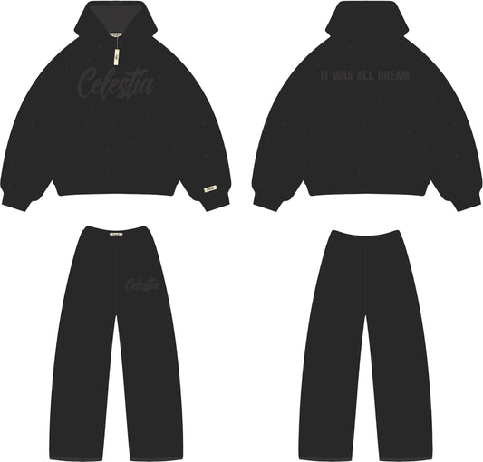 VINTAGE BLACK SUEDE SWEATSUIT